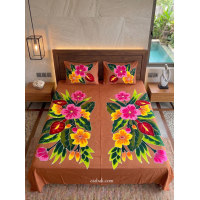 Hand Painted Rayon Bedsheet Set King Size